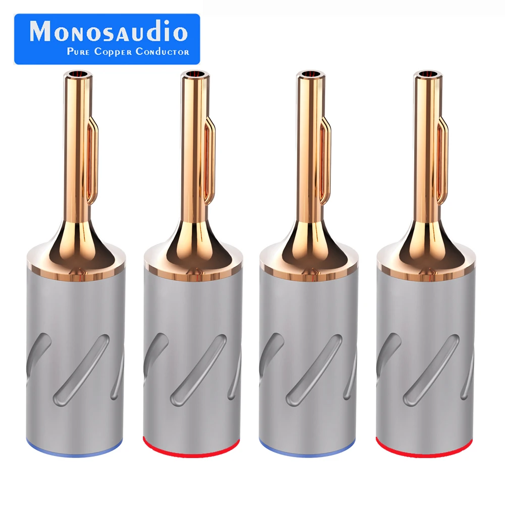 

Monosaudio B801 Pure Copper Banana Connector Pure Copper Gold/Rhodium Plated Hi End banana Plug For Speaker Cable