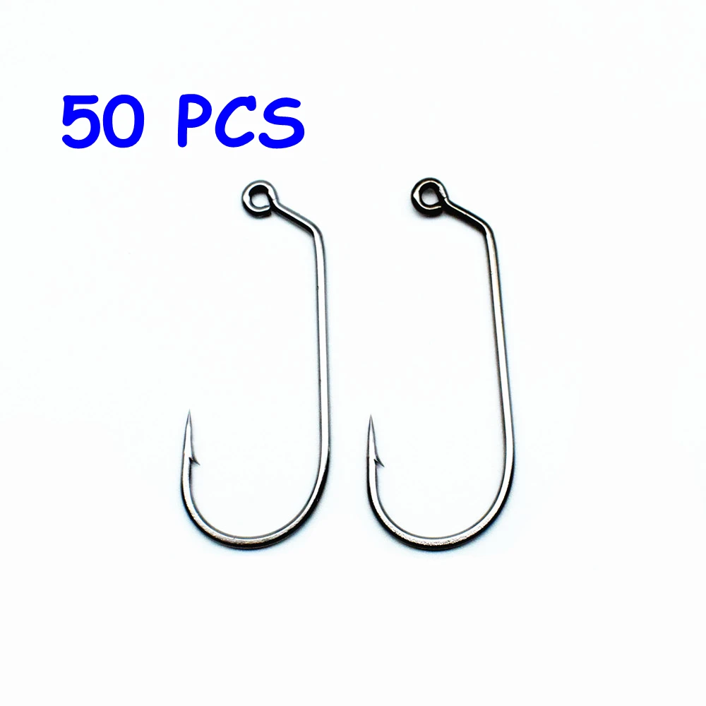 

50 PCS Long Handle fishing hook Crank hook for soft worm bait offset fishhook