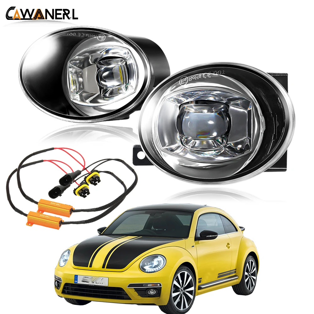 2 X Fog Light Assembly 30W Car Canbus LED Lens Fog Daytime Running Lamp 6000LM For Volkswagen VW Beetle 5C1/5C7 R-Line 2011-2019