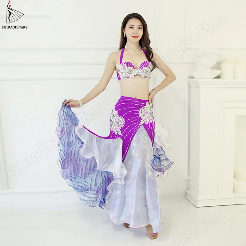 Women Oriental Belly Dance Bra Long Skirt Costume Set Eastern Outfits Sexy Clothing Bra Bead Luxury Stage Performance Carnival