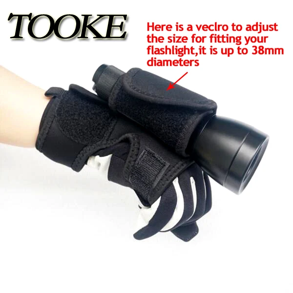 TOOKE Neoprene Dive Light Glove, Adjustable Wrist Strap Holder for Scuba Diving Flashlight Underwater Torch