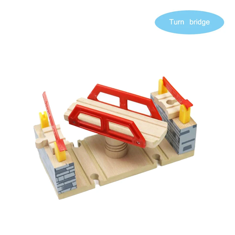 Wooden Tracks Bridge Railway Track Accessories Train Station Tunnel Crane Fit All Brands Wood Track Educational Toys for Kids