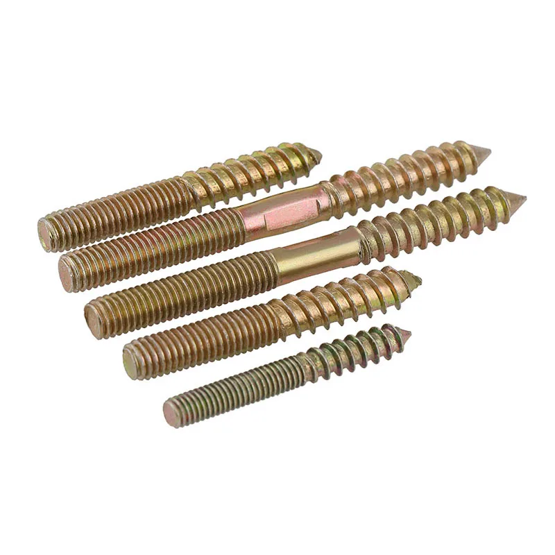 Hanger Bolts Wood To Metal Dowels Double Ended Furniture Fixing Self Tapping Screws Color Zinc Steel Wood Screw Threaded Studs