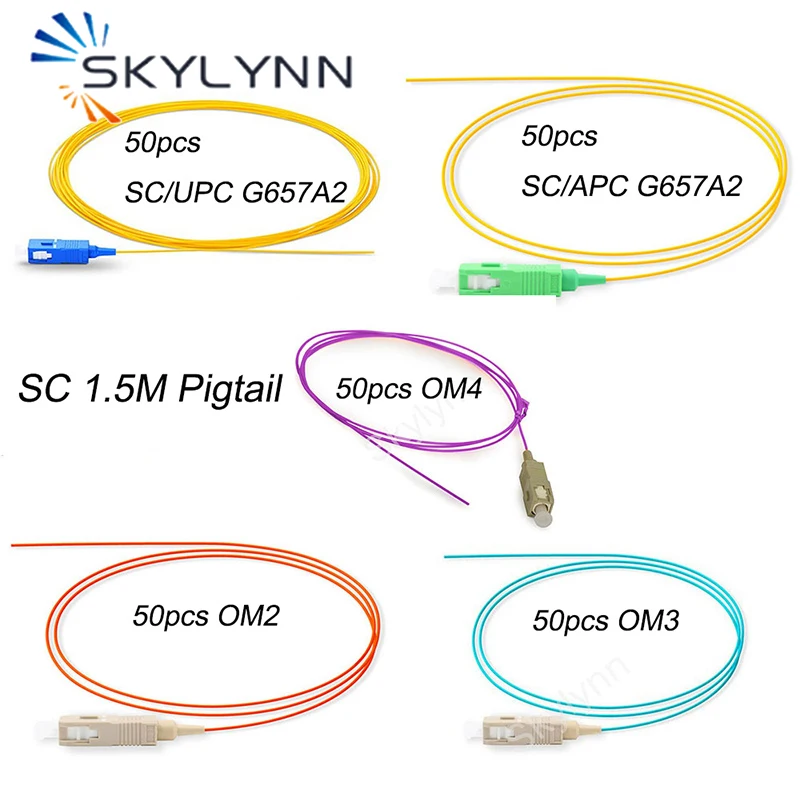 

50PCS/BAG 1.5 Meter SC/UPC SC/APC SM MM OM2/OM3/OM4 0.9mm Tight Buffer LSZH Jacket Optical Fiber Pigtails