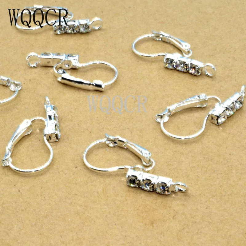 3 kristall Rabatt 50PCS Rhodium Überzogene 925 Sterling Silber Schmuck Erkenntnisse Ohrring Französisch Ohr Hebel Zurück Design Perlen Handgemachte