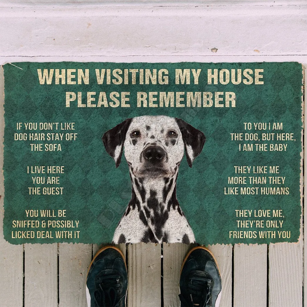 3D Si prega di ricordare Doberman Pinscher Dogs House Regole Zerbino Tappetini per porte antiscivolo Decor Portico Zerbino