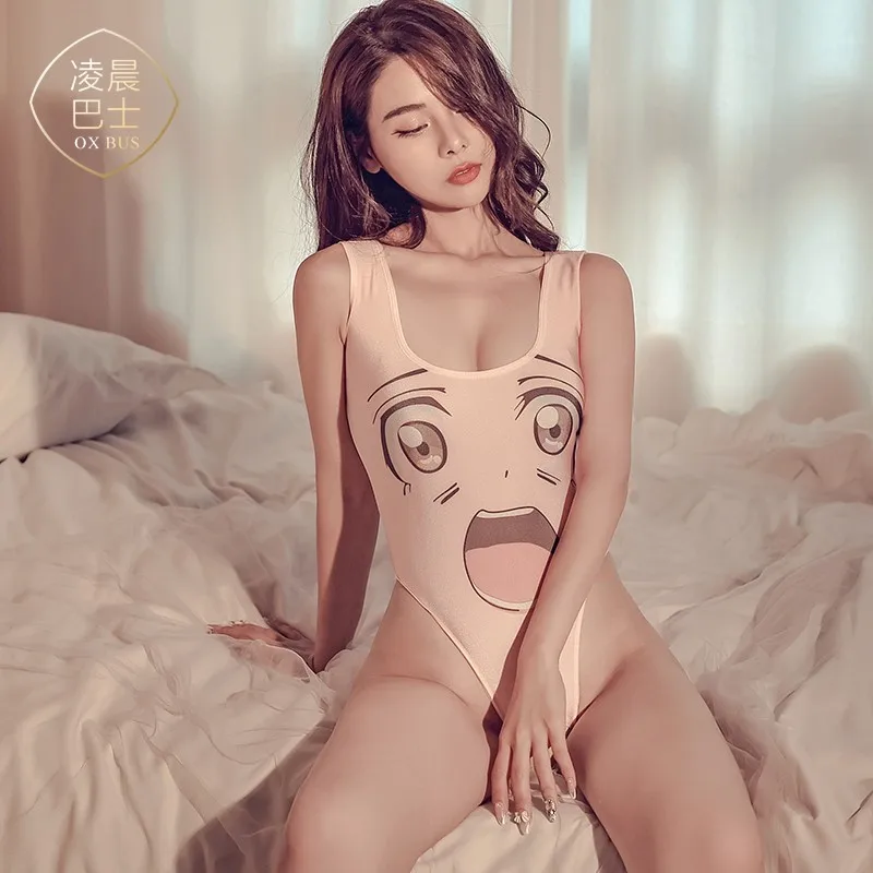Maillot de bain une pièce, Sexy, mignon, étudiant, Lingerie, jeu érotique, Cosplay, visage timide, imprimé DVA, Anime