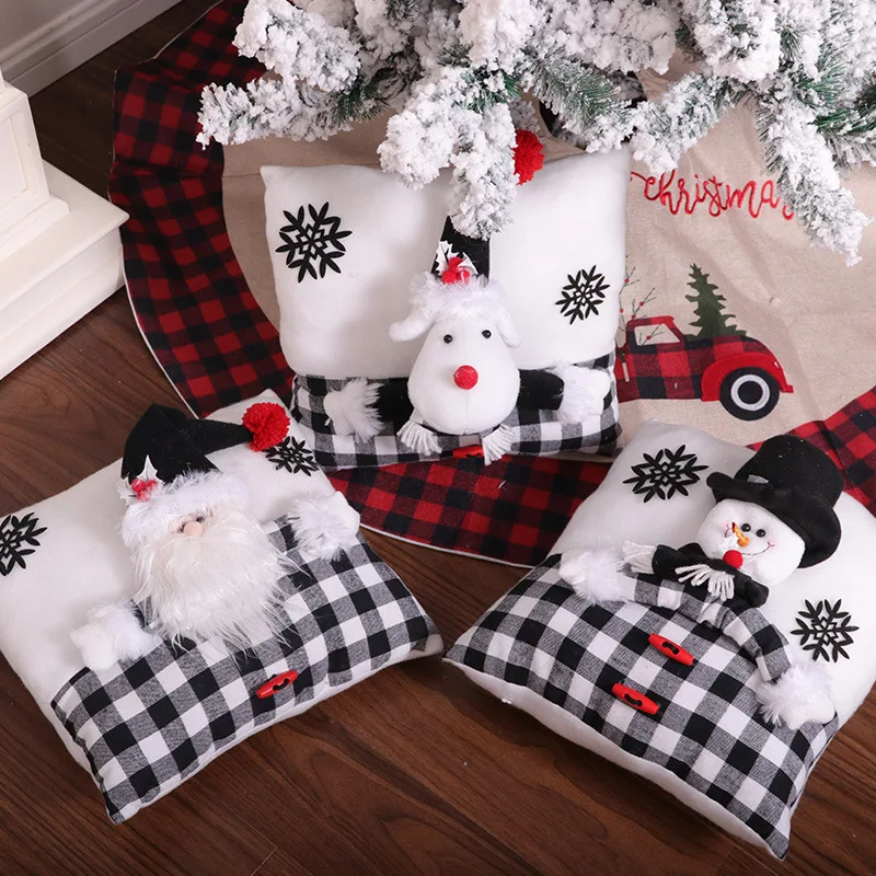 

33*33cm Cotton Linen Merry Christmas Cushion Seat Back Cushion Christmas Decor for Home New Year Decor 2021 Navidad Xmas Gift