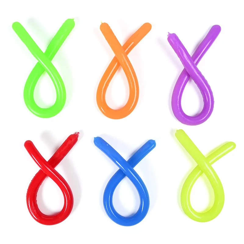 6Pcs Soft Rubber Sausage Noodle Stretch String Rope Decompression Toy Stretchy Fidget Relief Stress Vent Toys Kid Christmas Gift