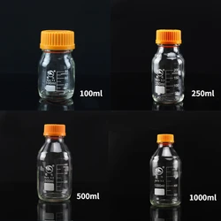 Yellow Screw cap  Reagent Bottle 100/250/500/1000ml  Scale Lab Sampling Bottle Glass Bottle Boro 3.3