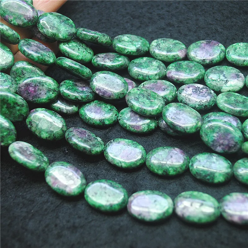 22PCS Nature Green Epidote Beads Accessories Oval Shape Size 13X18MM Stone Strings For Women Bracelets Making DIY Faster Ships