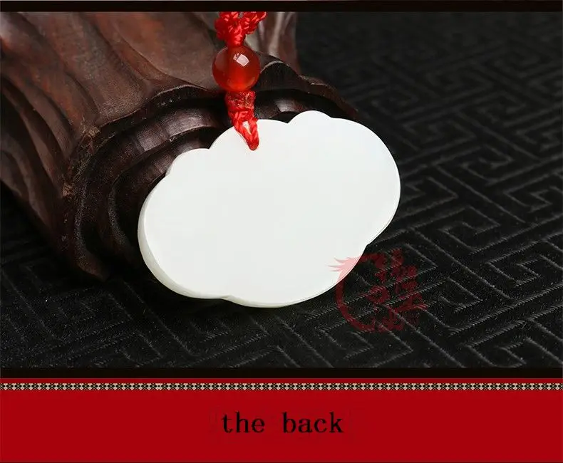 Admirable White Jade Lucky Pendant Bless longevity lock Amulet Hanging Talisman