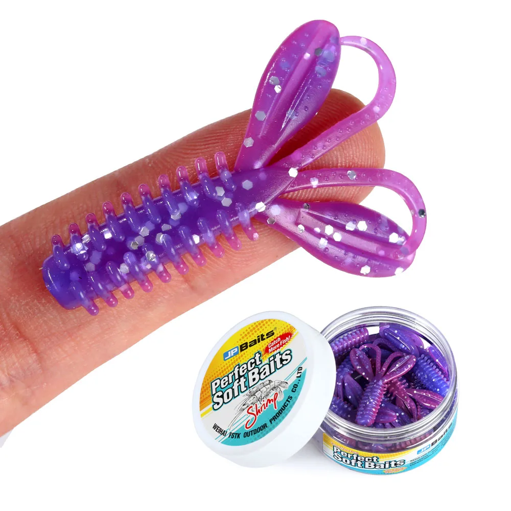 Softbait Wobblers Fishing Worm 4.5cm 1.5g 20pcs/jar Soft Silicon Shrimp Lure Jig Wobbler Bass Bait Fishing Artificial