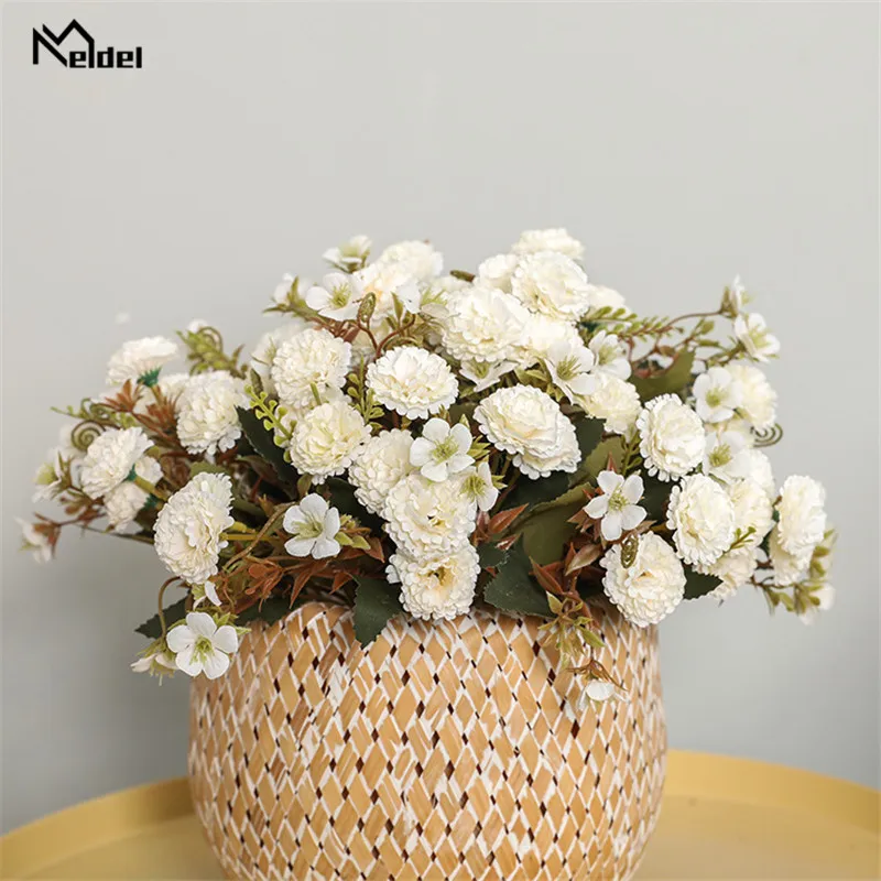 Petit Bouquet d'oeillets artificiels en soie, 11 têtes, fausses fleurs, pour un mariage, pour la maison, pour un cadeau de fête des mères