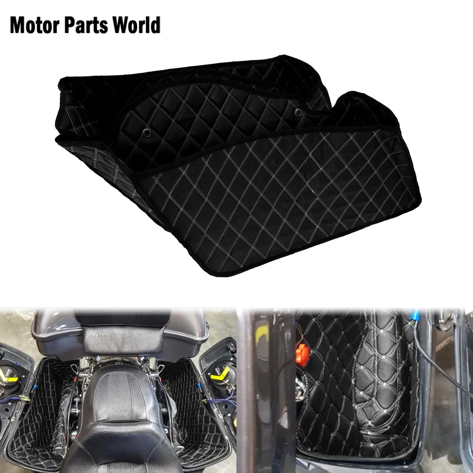 2xMotorcycle Thread Extended Bags Saddlebag Insert Carpet Liner For Harley Touring Road Electra Glide Road King Ultra 2014-2021