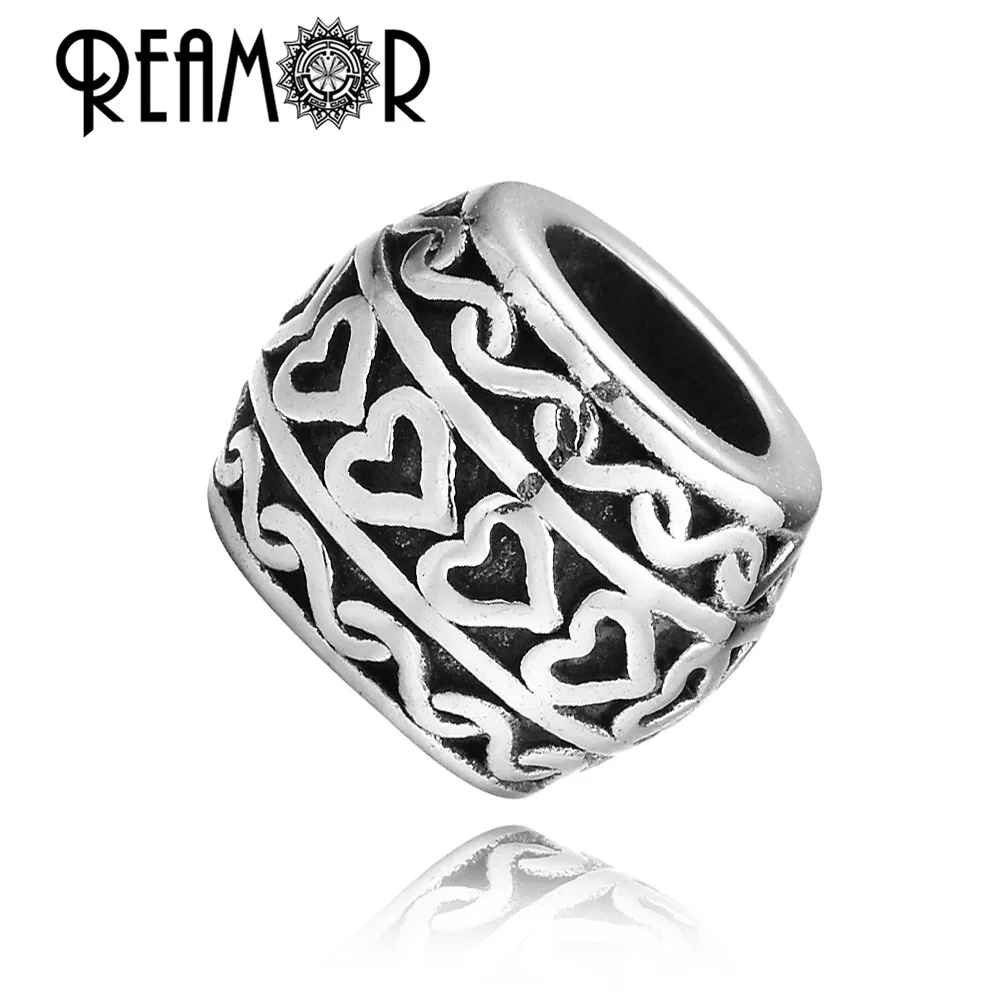 REAMOR 316L Stainless Steel 9 Styles Handmade Polished Symbol Spacer European Charm  Beads For DIY Bracelet Jewelry Findings