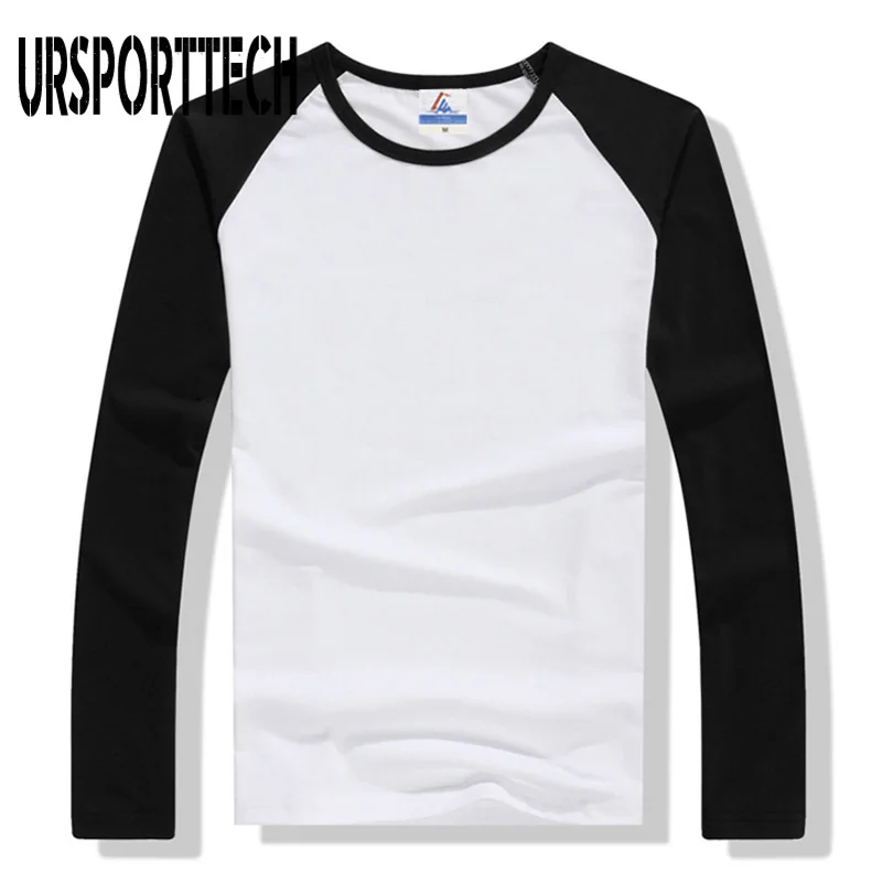 New Spring Autumn Long Sleeve T Shirt Men Contrast Color Round Collar Cotton Mens Casual Slim Fit Raglan T-Shirts Tops Tees