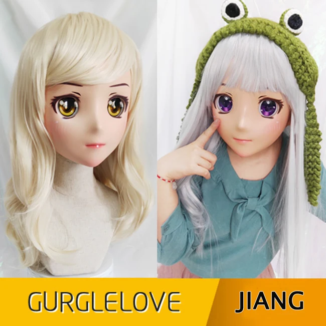 

(Jiang)Japan Anime Kigurumi Masks Cosplay Kigurumi Cartoon Character Role Play Half Head Lolita Doll Mask With Eyes And Wig