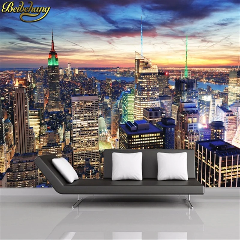 beibehang New York night large 3d flooring wall papers home decor mural wallpaper for living room tv background papel de parede