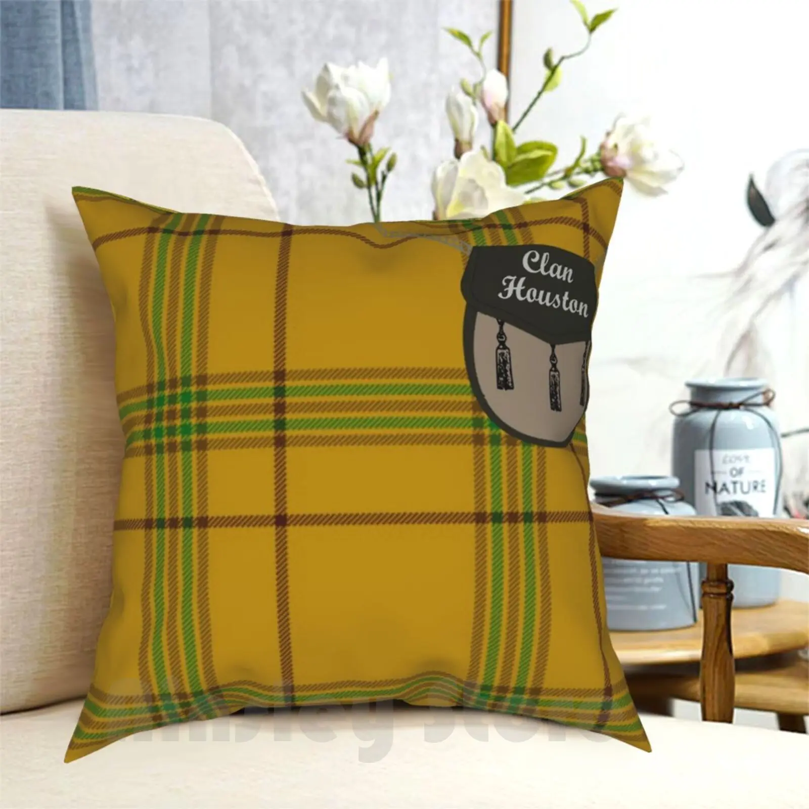 

Clan Houston Surname Last Name Scottish Clan Tartan Badge Crest Pillow Case Printed Home Soft DIY Pillow cover Houston