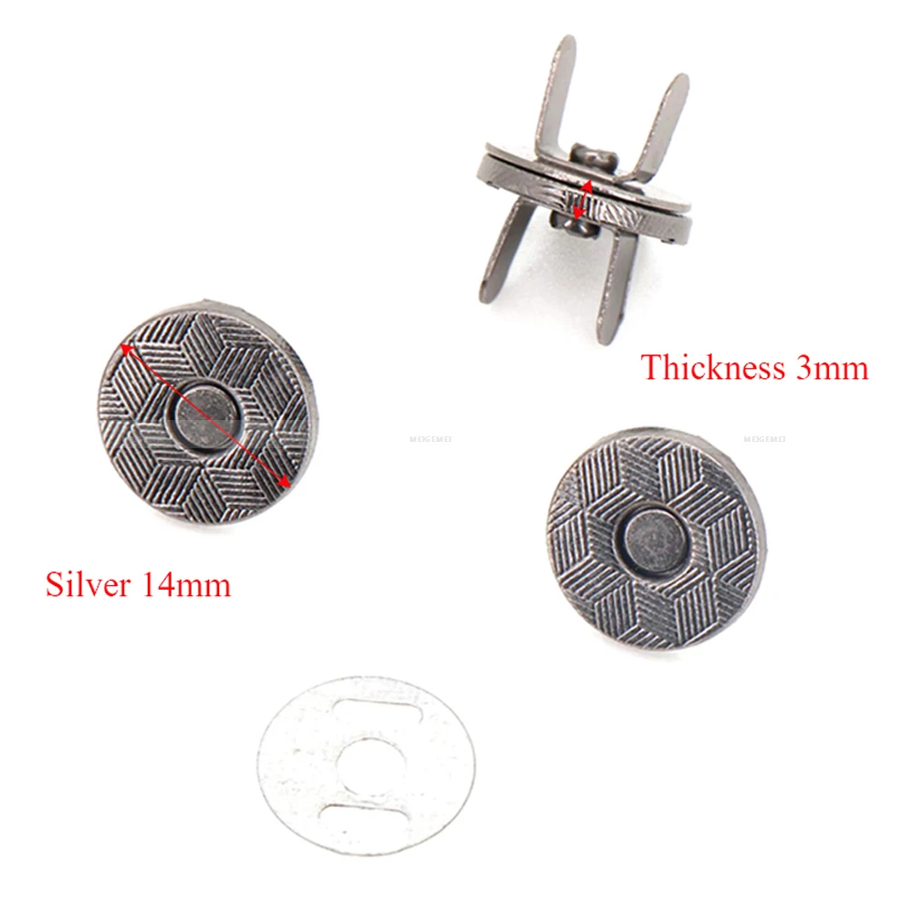 5pcs 10mm 14mm 18mm Thin Magnetic Buttons Bags Magnet Automatic Adsorption Buckle Metal Buttons Snaps Wallet buttons