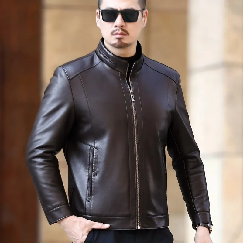 

Large Size 4XL Leather Jacket Men Leather Flights Jacket Black Coats