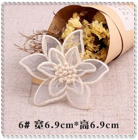 服に縫うための孔雀の花と蝶のパッチ,ベージュの3dレース,刺繍