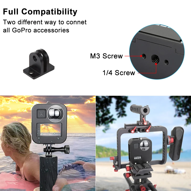 Aluminum Alloy Protective Case for GoPro MAX 360 Housing Metal Frame Cage + Lens Cover + Screen Protector for Go Pro Accessories