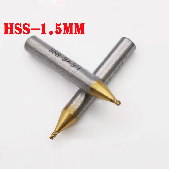 HSS 1.5mm 4F Milling Cutter Guide  End Mill  Titanium plated Twist Drill  for Key Cutting Machine Guide Pins