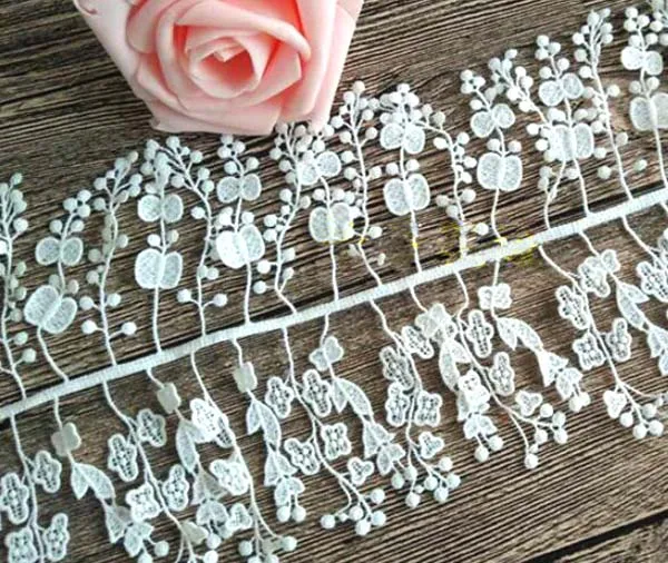 Width:11.5cm (4.60 inch) Lovely Flower Desgin Tassels Lace Water soluble Polyester Sewing Garment Ribbons Craft l(ss-6793-1)