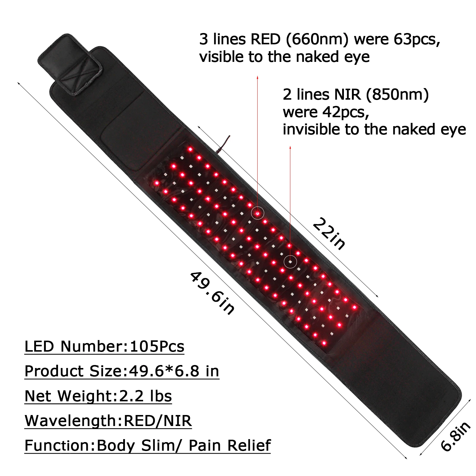 Idea Light-腰の痛みを和らげるための赤と赤外線ライト付きの家庭用療法ベルト,過剰な運動による治療