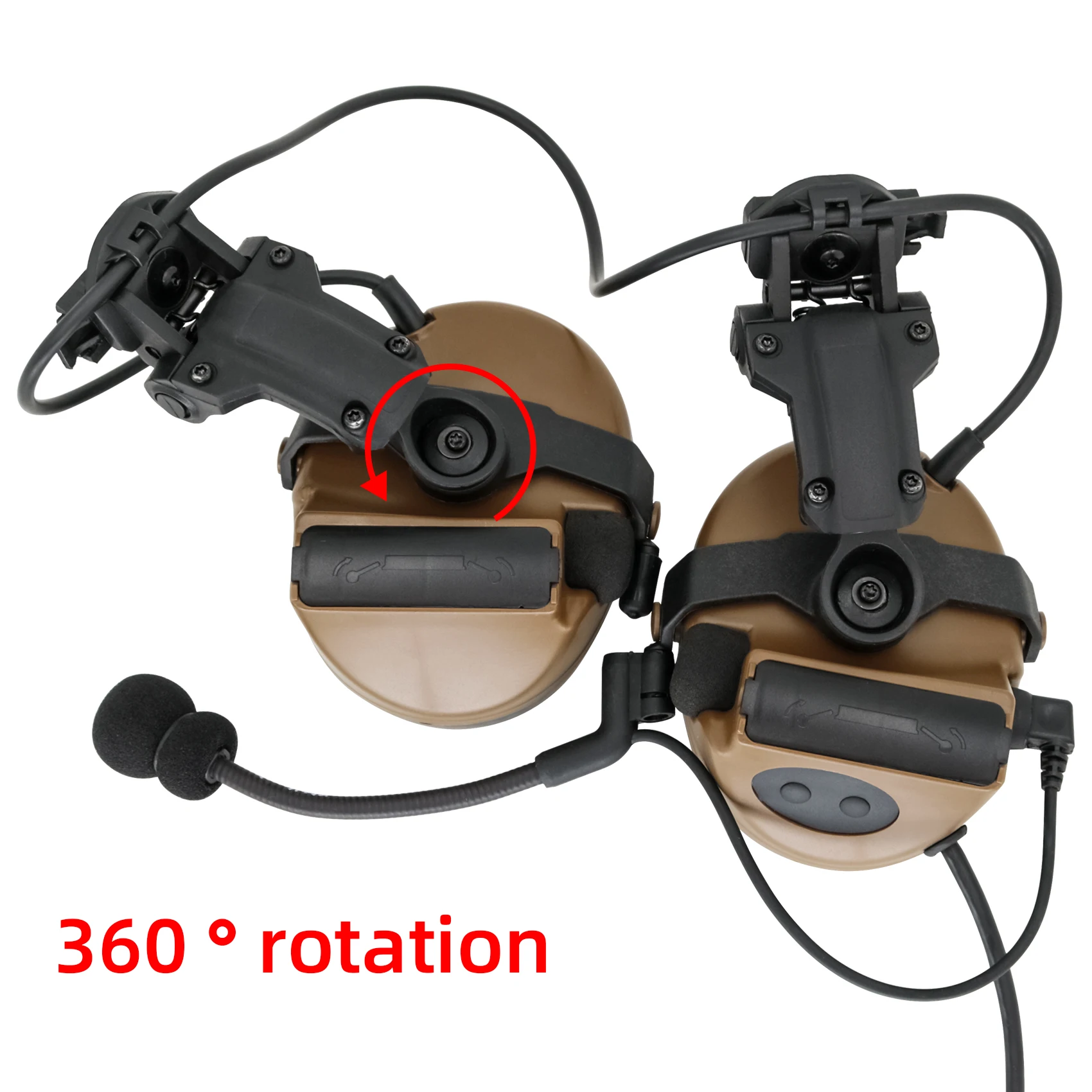 Tactical sponge earmuffs, electronic noise reduction pickups, hearing protection COMTACII ARC helmet rail adapter(CB)