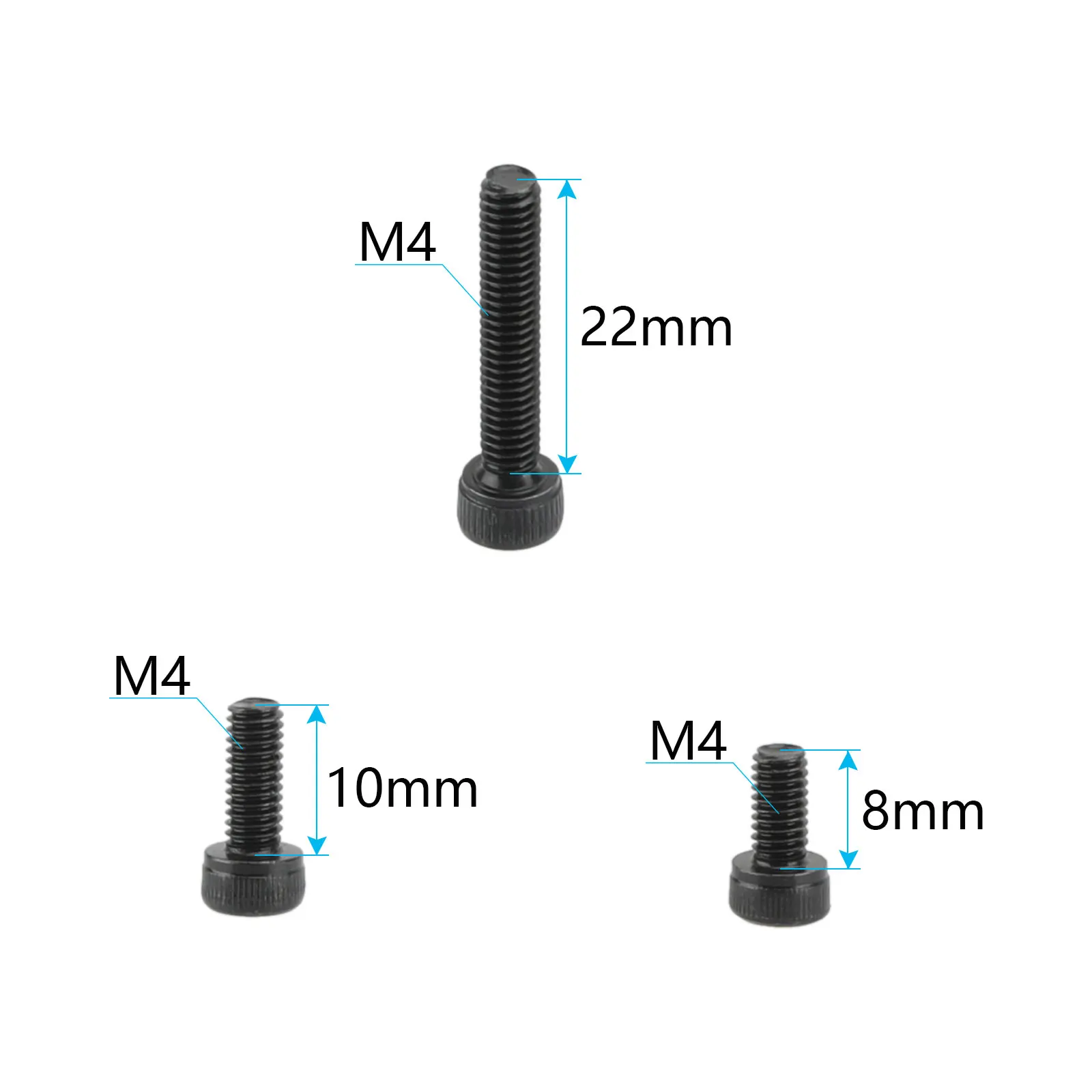 HDRIG trzy rodzaje M4 Hex Lengh 8mm / 10mm / 22mm śruba opakowanie łeb wklęsły (15 sztuk)