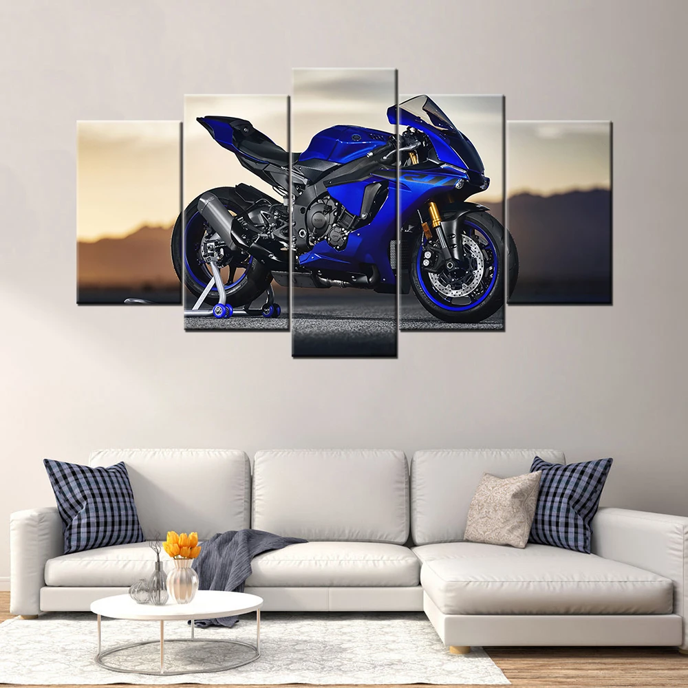 YZF R1 Super Bike Canvas Painting 5 Pieces Wall Art HD Prints Modular Pictures Home Bedside Decor Poster