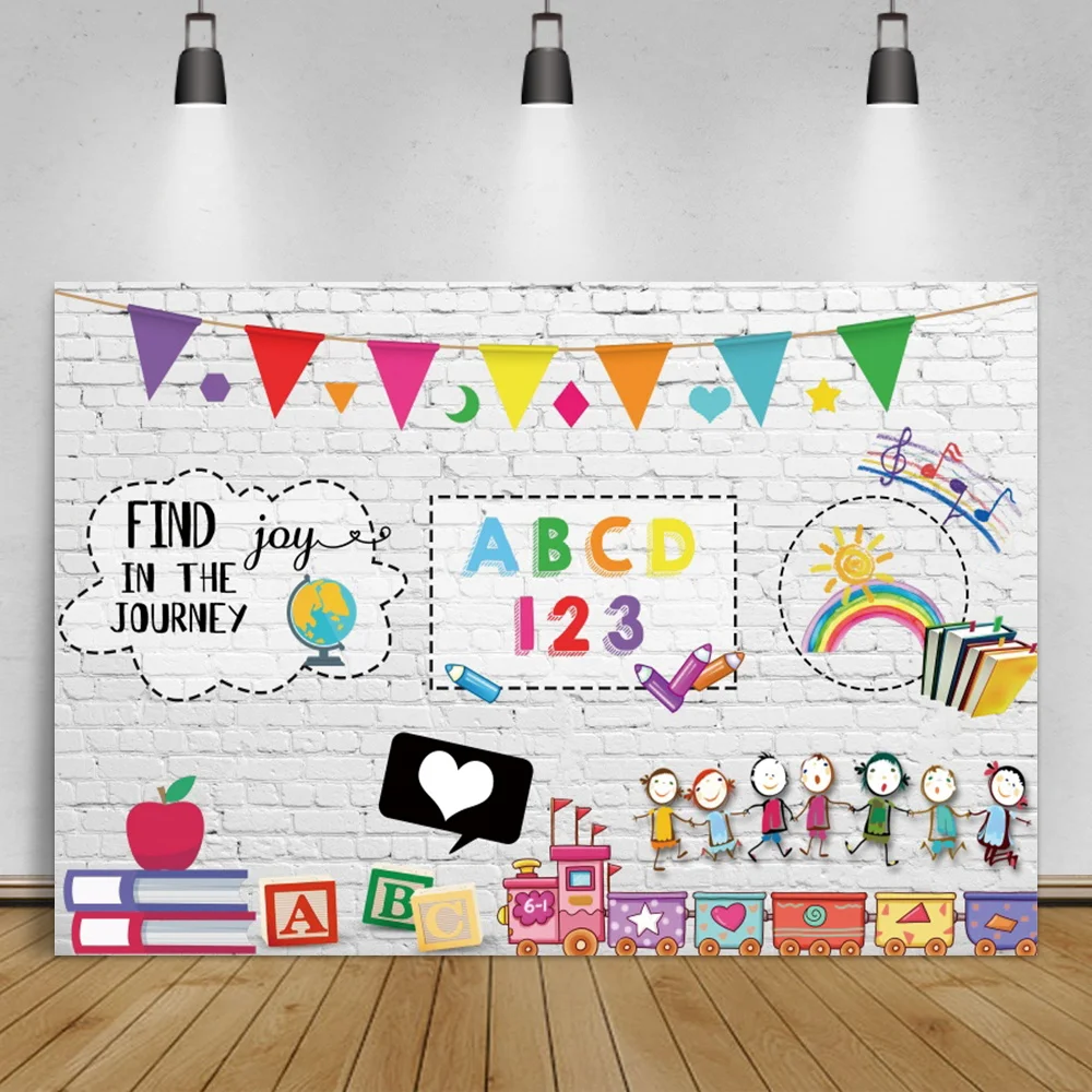 

Laeacco White Brick Wall Graduation Party Poster Pattern Customized Photocall Photo Background Photography Photozone Backdrops