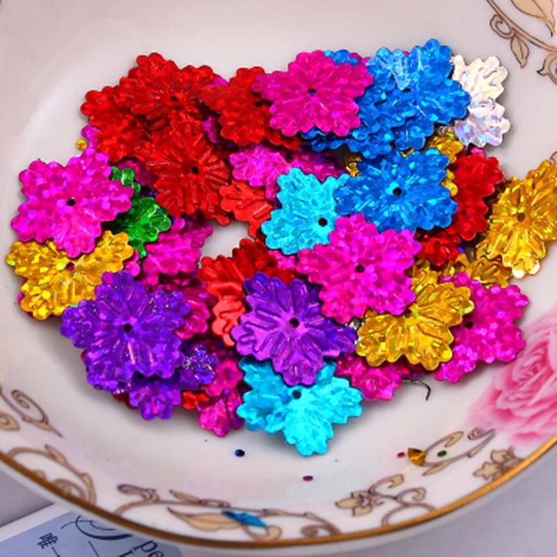 50Pcs/Bag 17mm Calabash Flake Sequins Laser Mixed Sequin PVC Paillettes Sewing Wedding Craft Costume DIY Lentejuelas Accessories