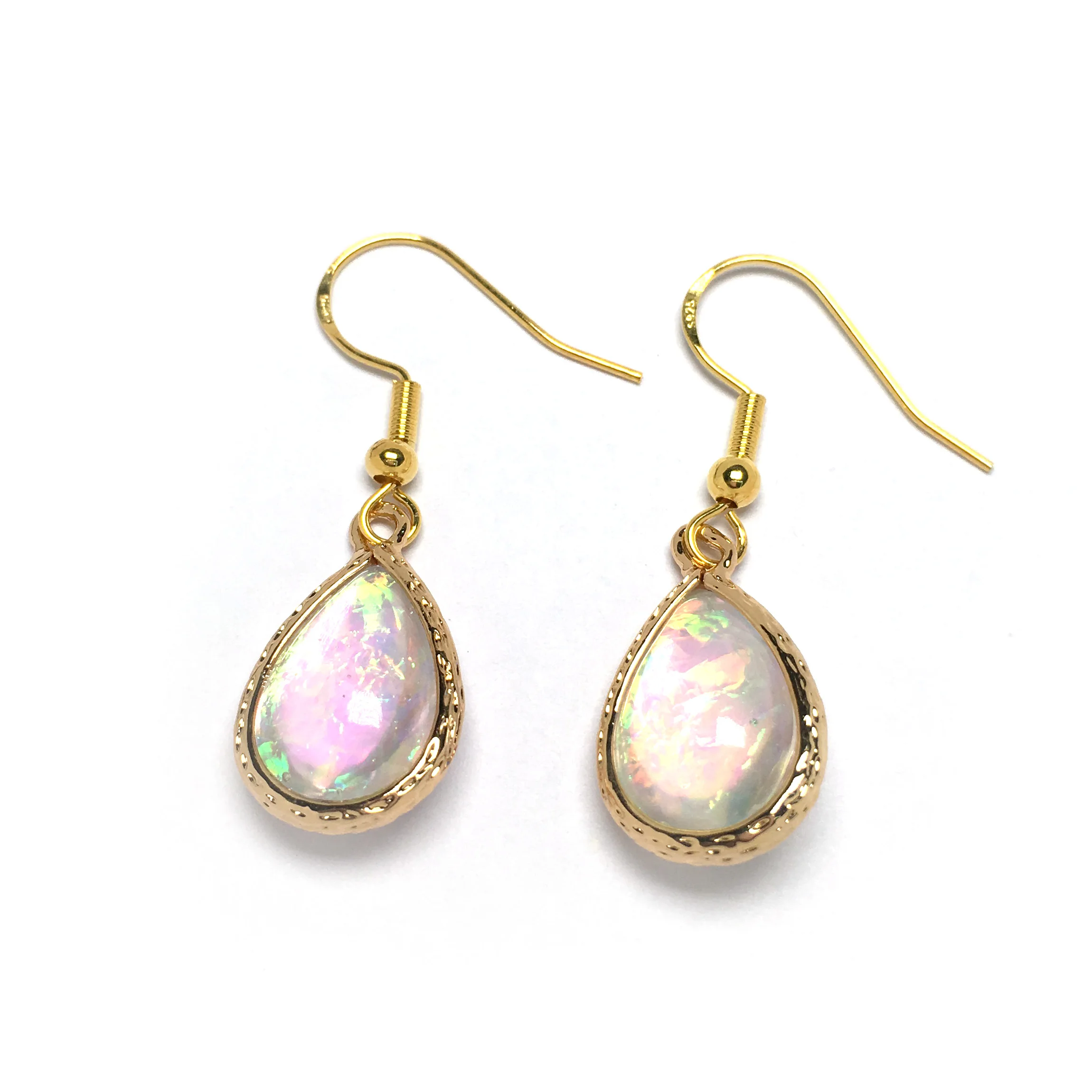 Fashion Women Handmade Natural Stone Scallop Faux Opal Earrings 13x18mm-15x23mm