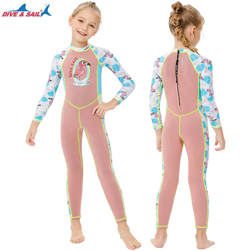 Kids Wetsuit for Boys Girls, 2mm Neoprene with Lycra Long Sleeve Full Swimsuit for Diving Swimming Surfing Snorkeling UPF50+