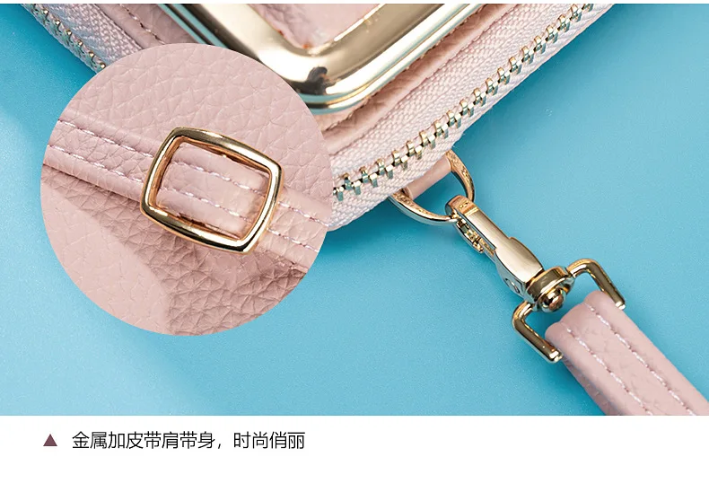 Women Mini Shoulder Bag Soft PU Leather Small Purse Long Money Wallet Mobile Phone Multifunction Credit Card Holder For Girls