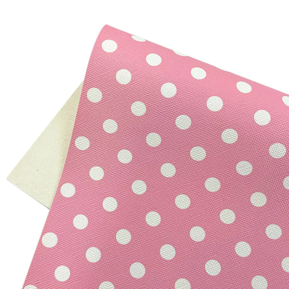 Polka Dots Candy Colour PVC Vinyl PU Leatherette Sewing Fabric Faux Leather DIY Craft Brooch Bow Earring Making Material Roll