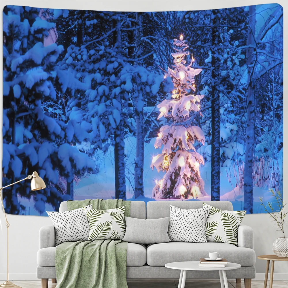 

Crystal Christmas Tree Tapestry Snow Scene Series Wall Hanging Romantic Style Witchcraft Home Room Decor