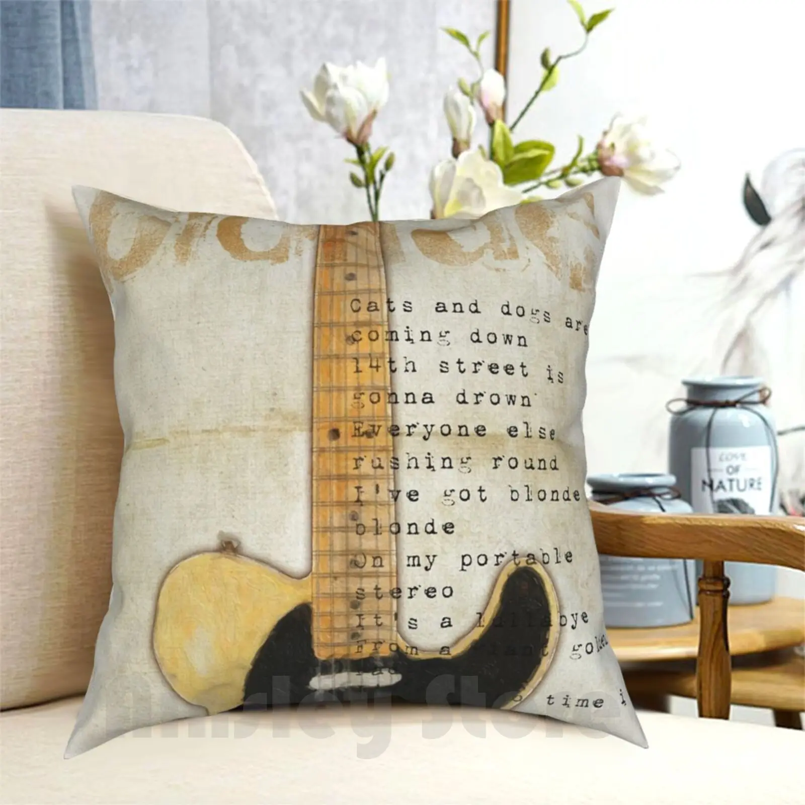 Blonde On Blonde Pillow Case Printed Home Soft DIY Pillow cover Telecaster Guitar Music Blonde