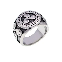 316L Stainless Steel Vegvisir Runes Viking Ring Futhark Triangle Odin Nordic Jewelry