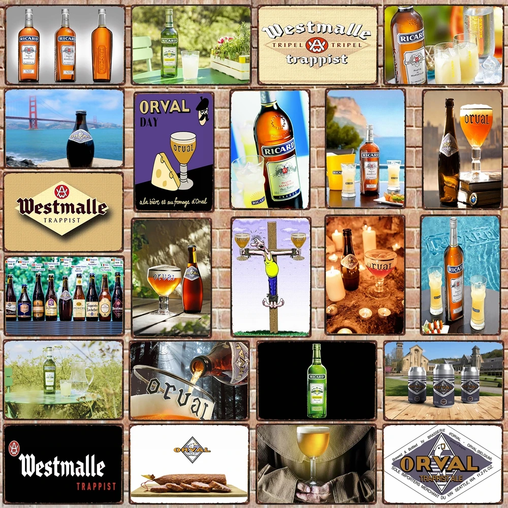 

Belgian Beer Orval Westmalle Vintage Metal Tin Signs Plates For Wall Bar Home Pub Art Kitchen Coffee Decor 30X20CM DU-8258A