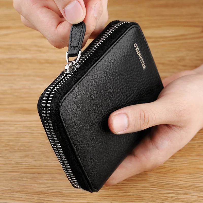 Leather Vertical Women's purse casual zipper short card holder multi functional men's portable zero wallet