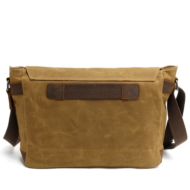 Ruil Men Retro Oil Wax Leather Canvas Outdoors Shoulder Bag Waterproof Vintage Cross Messenger Bags