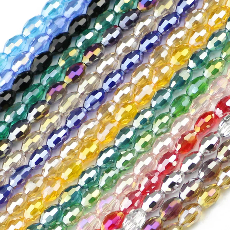 JHNBY AAA Rice grains Austrian crystal beads 50pcs 6*8mm oval shape glass crystal Loose beads for jewelry making bracelet DIY