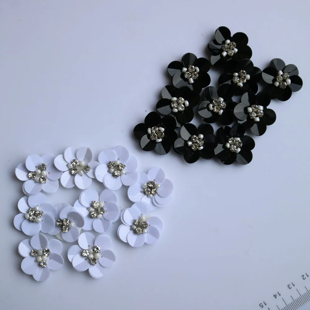 10pcs Rhinestone beaded flower patches for clothes DIY sew on parche appliques Embroidery applique patch ropa clothing accessory