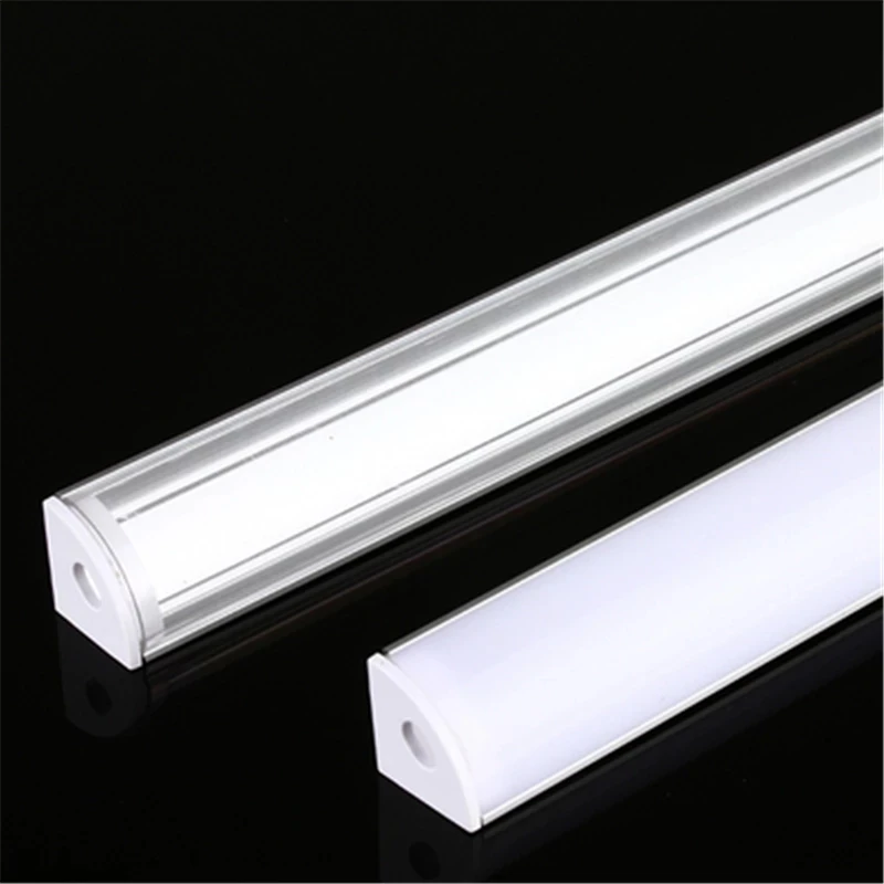 2-26pcs/lot 0.5m/pcs 45 degree angle aluminum profile for 5050 3528 5630 LED strips Milky white/transparent cover strip channel