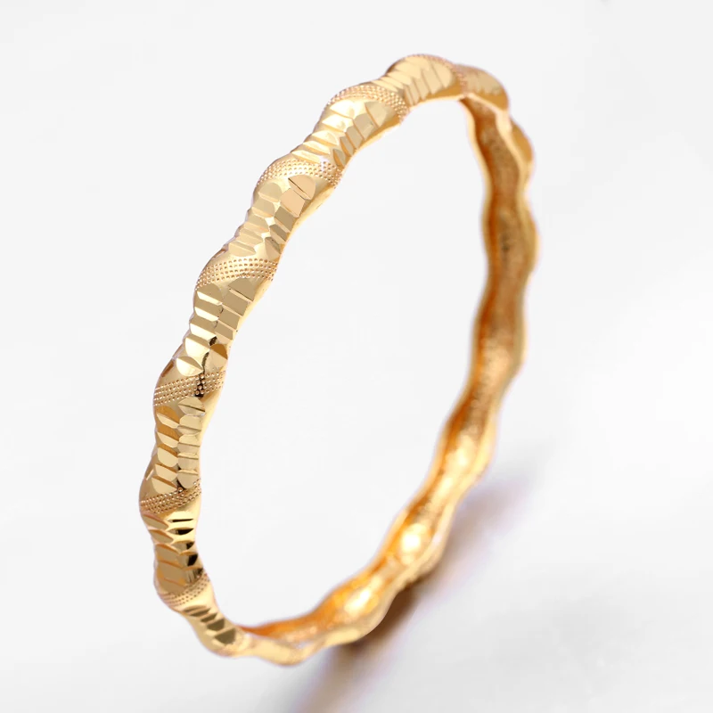 24K Dubai Bangle for Women/Girls Gold Color African Middle East Bracelet Jewelry Gifts